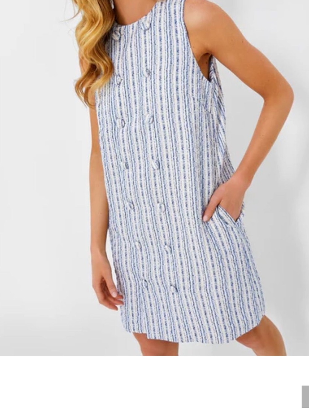 Pomander Place Etherial Tweed Bianca Dress Blue and Cream